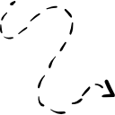 Curved arrow with broken line